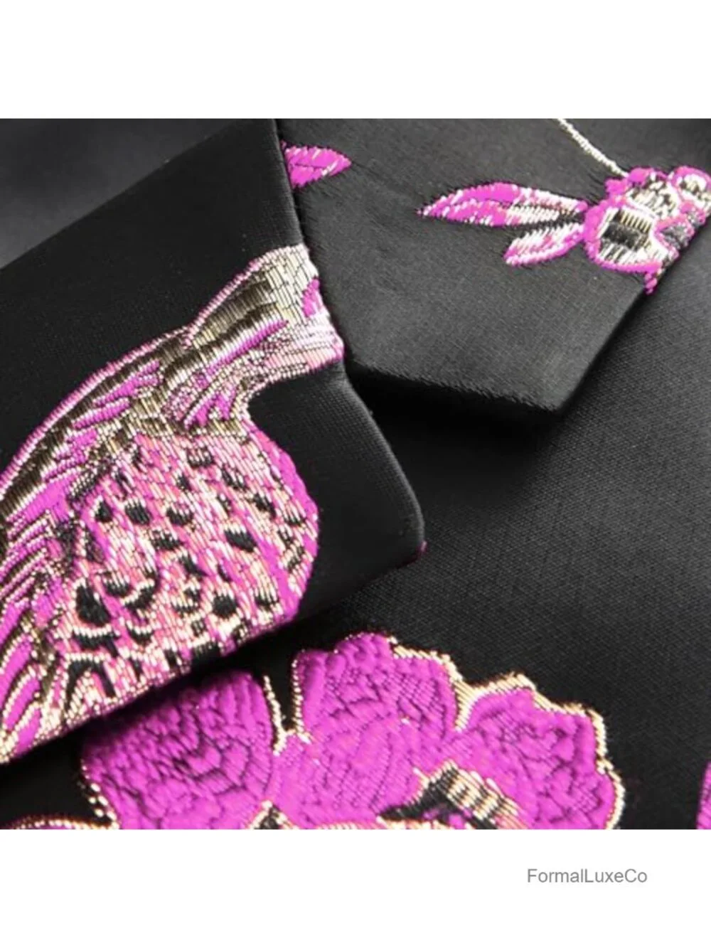 Men's Floral Jacquard Slim Fit Sport Coat Blazer One Button Notch Lapel